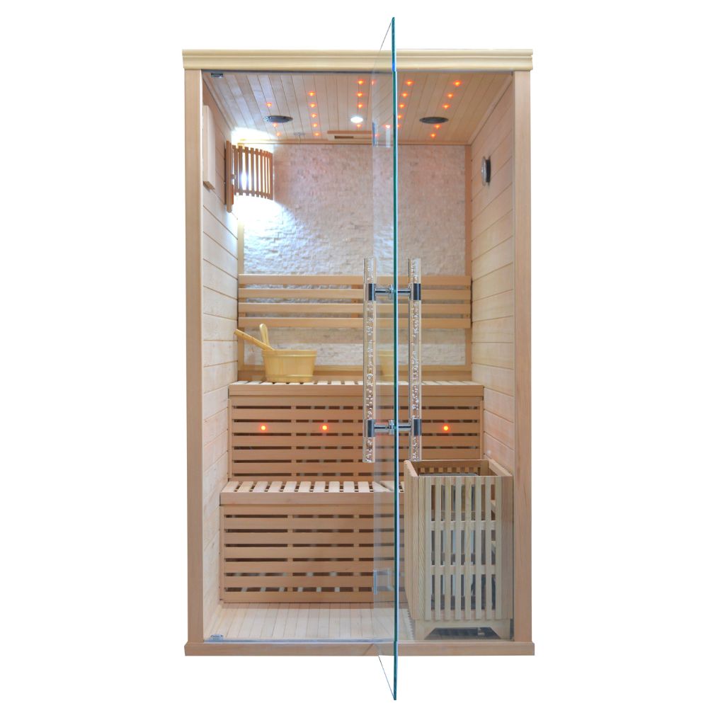 Atlantic Saunas | Elevate 1.2 | Traditional hot stone Indoor Sauna | 2 person | 2 Tier Seating