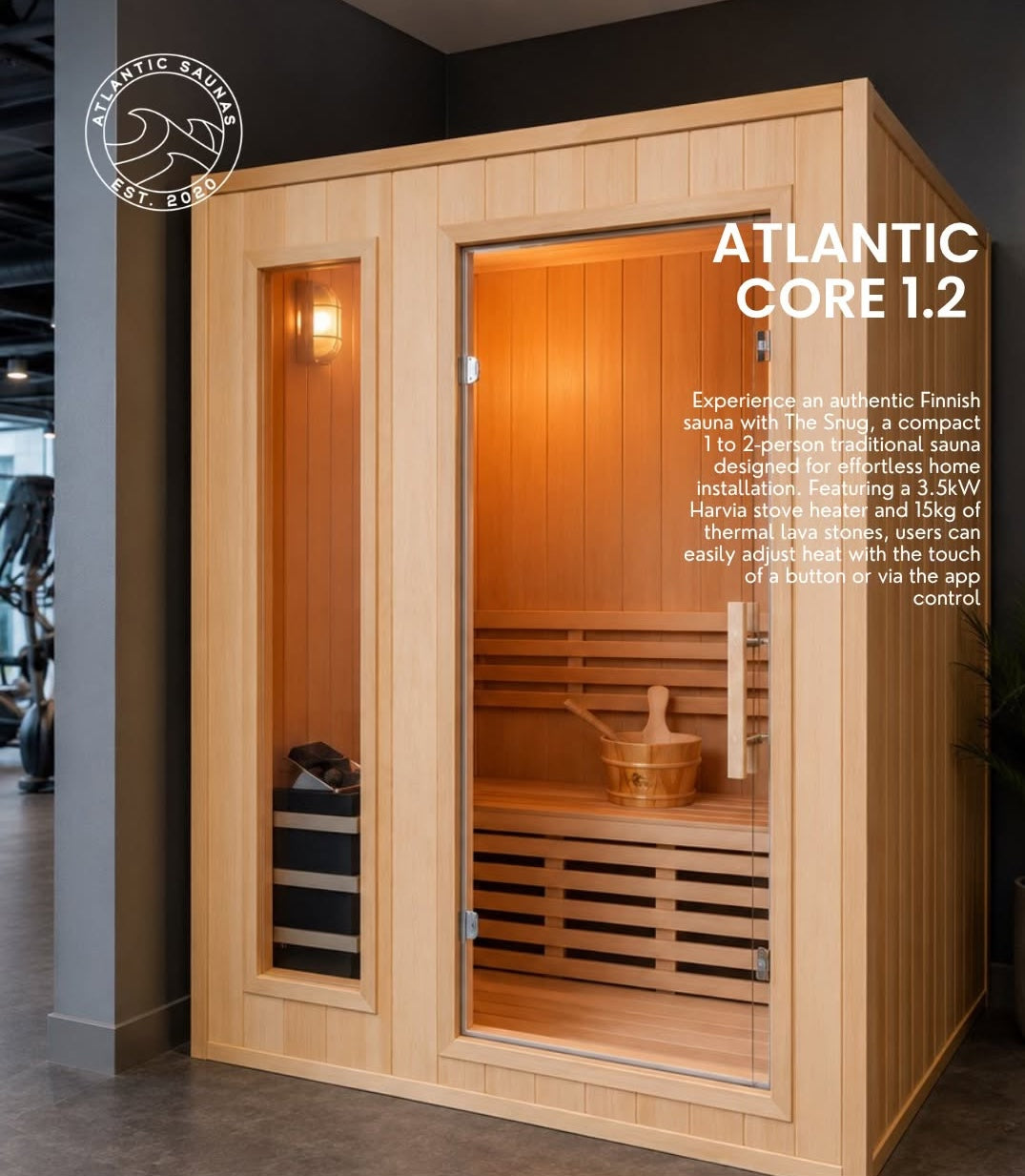 Atlantic Sauna | Core 1.2 | Snug | Traditional indoor 1-2 person sauna