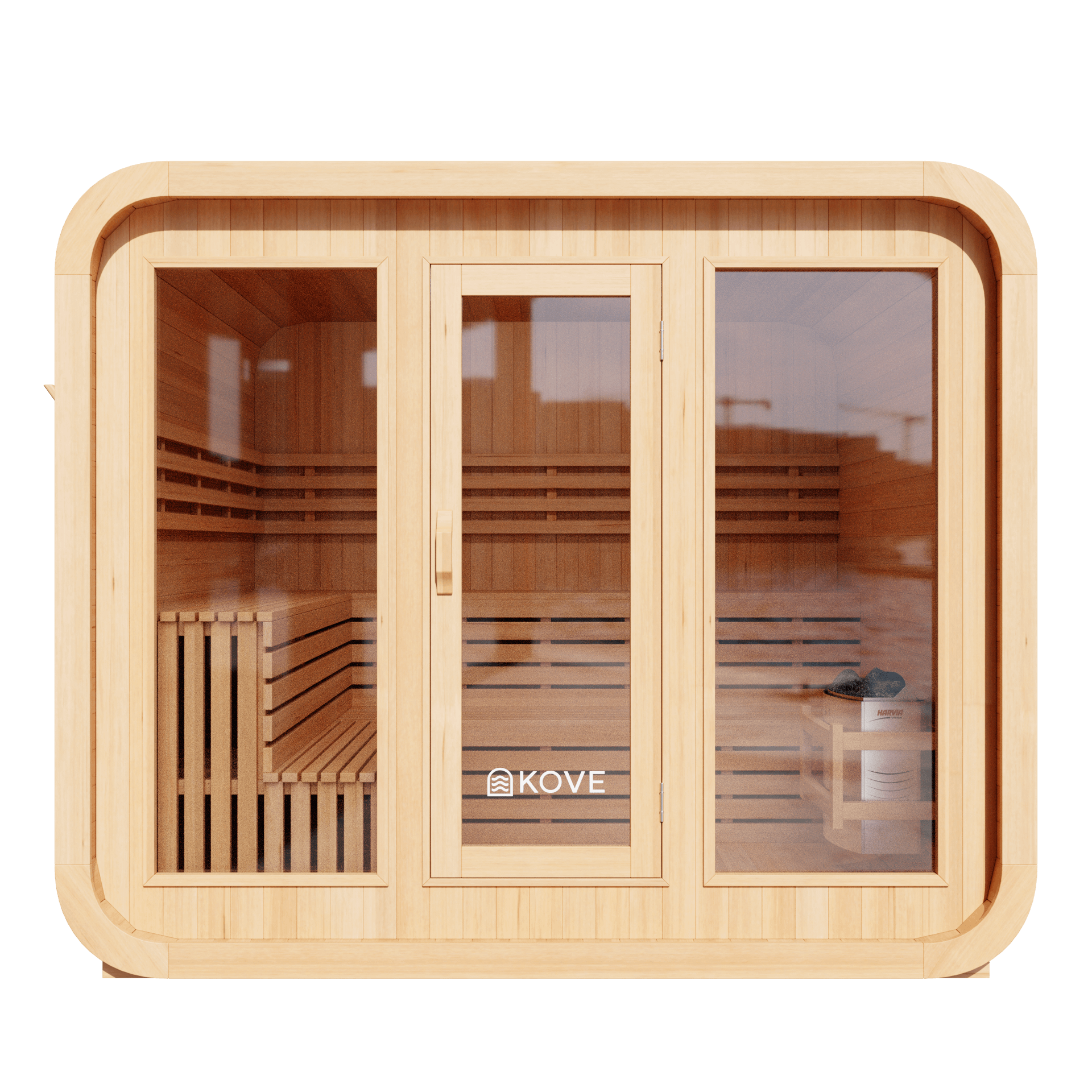 KOVE Cube Sauna 5–6 Person Outdoor Sauna – Premium Spruce Wood, 8kW Heater, Modern Cube Design