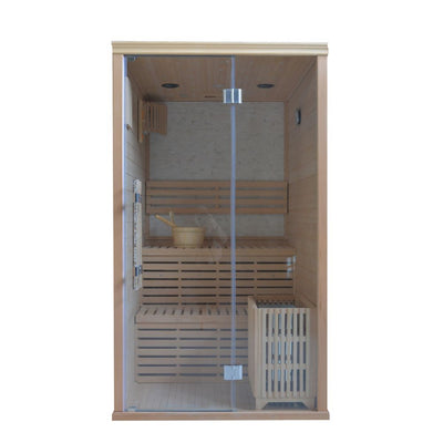 Atlantic Saunas | Elevate 1.2 | Traditional hot stone Indoor Sauna | 2 person | 2 Tier Seating