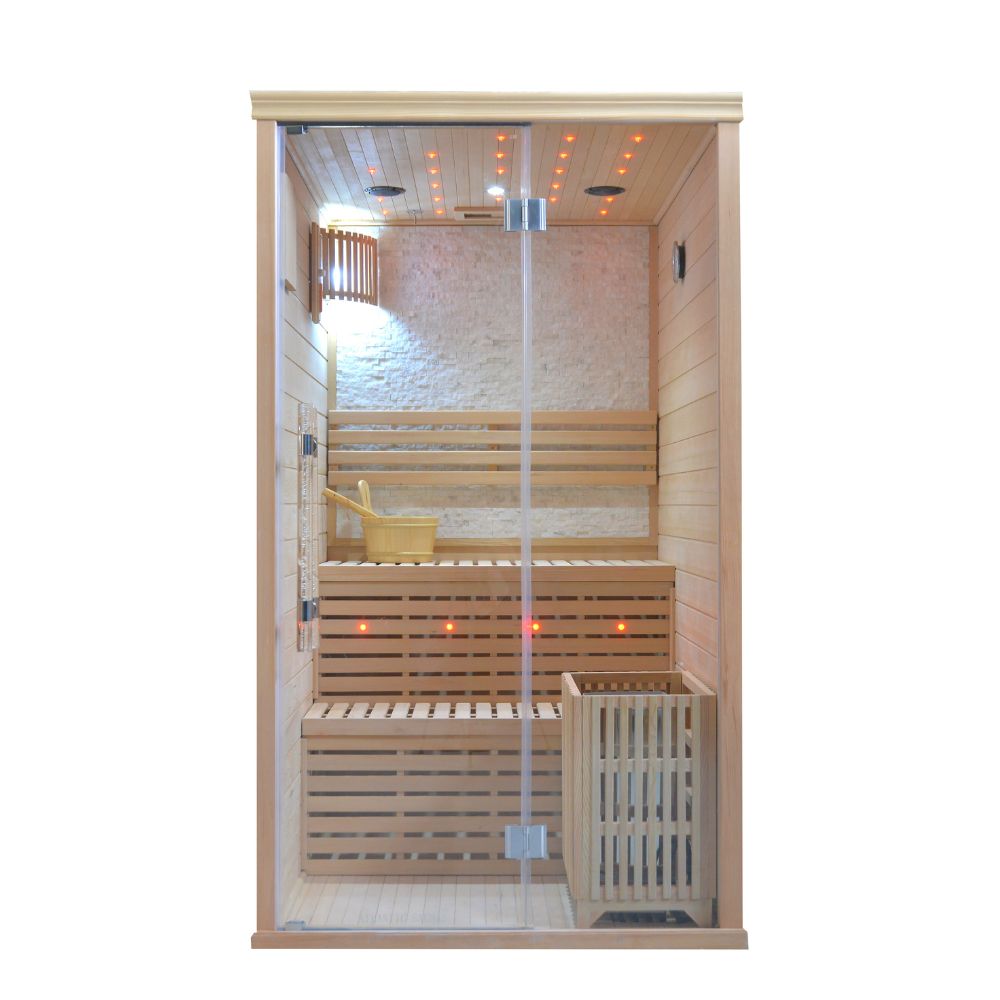 Atlantic Saunas | Elevate 1.2 | Traditional hot stone Indoor Sauna | 2 person | 2 Tier Seating