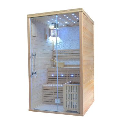 Atlantic Saunas | Elevate 1.2 | Traditional hot stone Indoor Sauna | 2 person | 2 Tier Seating