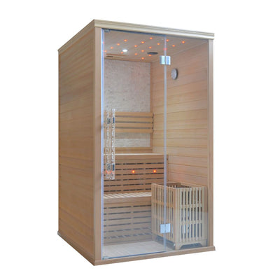 Atlantic Saunas | Elevate 1.2 | Traditional hot stone Indoor Sauna | 2 person | 2 Tier Seating