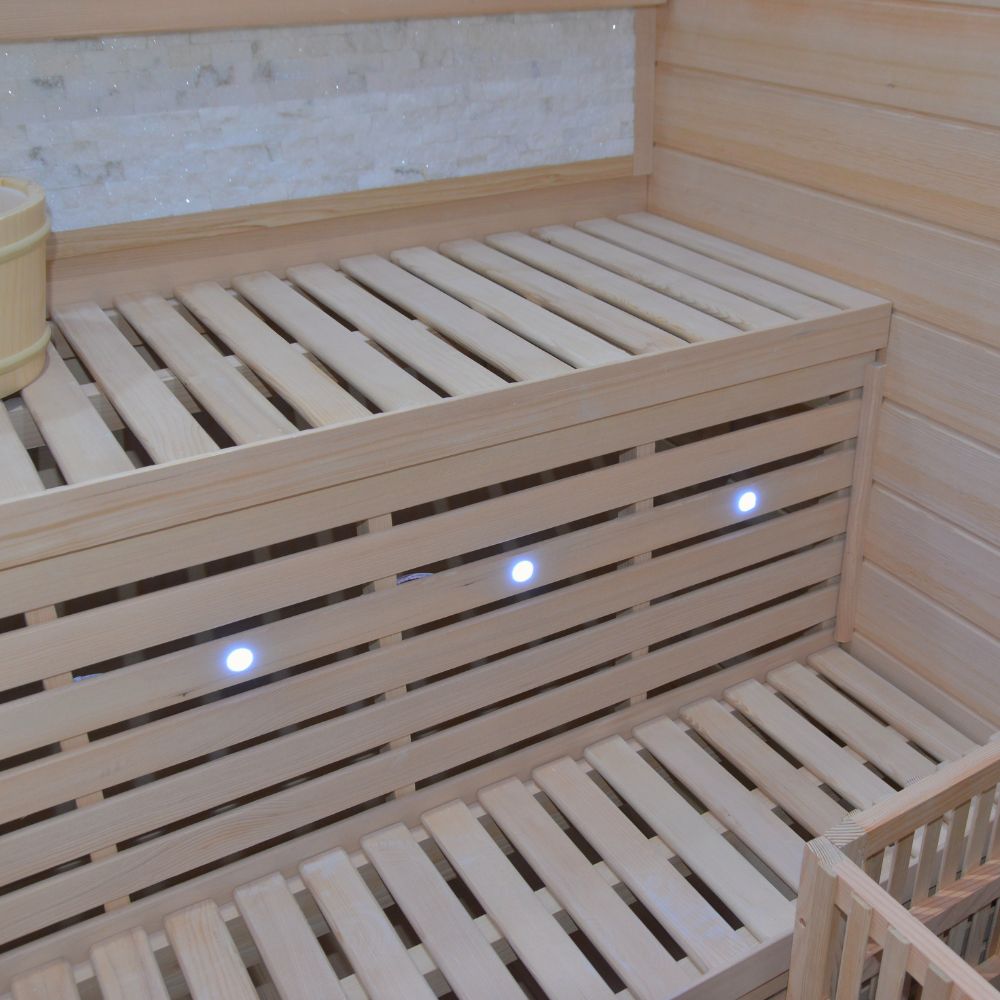 Atlantic Saunas | Elevate 1.2 | Traditional hot stone Indoor Sauna | 2 person | 2 Tier Seating