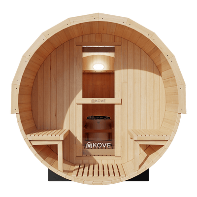 KOVE Outdoor Barrel Sauna – 5–6 Person Garden Sauna with 6kW Electric Heater