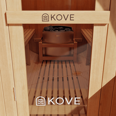 KOVE Outdoor Barrel Sauna – 5–6 Person Garden Sauna with 6kW Electric Heater
