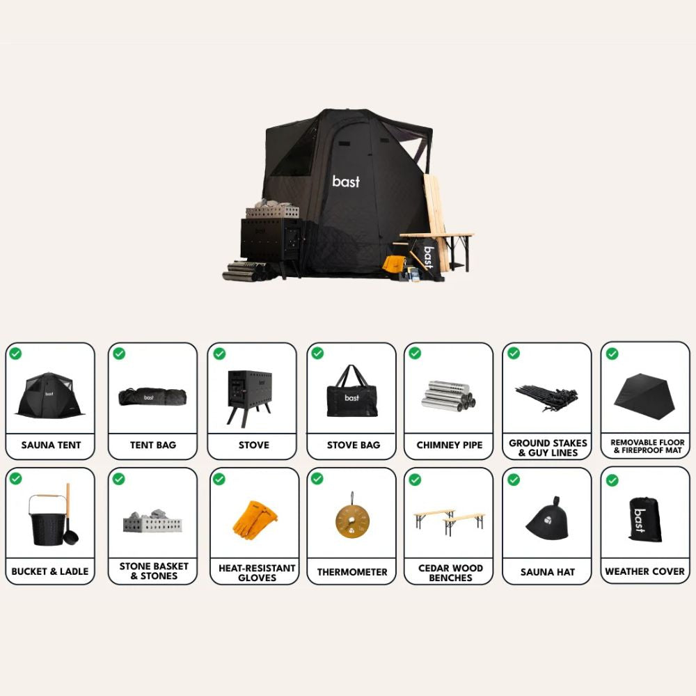 Bast - Wood-Fired Sauna Tent - Näver Premium - Sale: Free Ice Bath