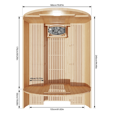 KOVE Outdoor Barrel Sauna – 5–6 Person Garden Sauna with 6kW Electric Heater