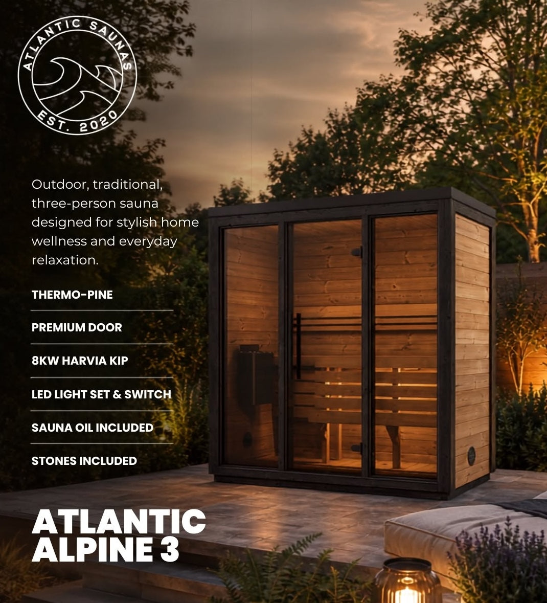 Atlantic Saunas | Alpine 3 | 3 Person Outdoor Sauna