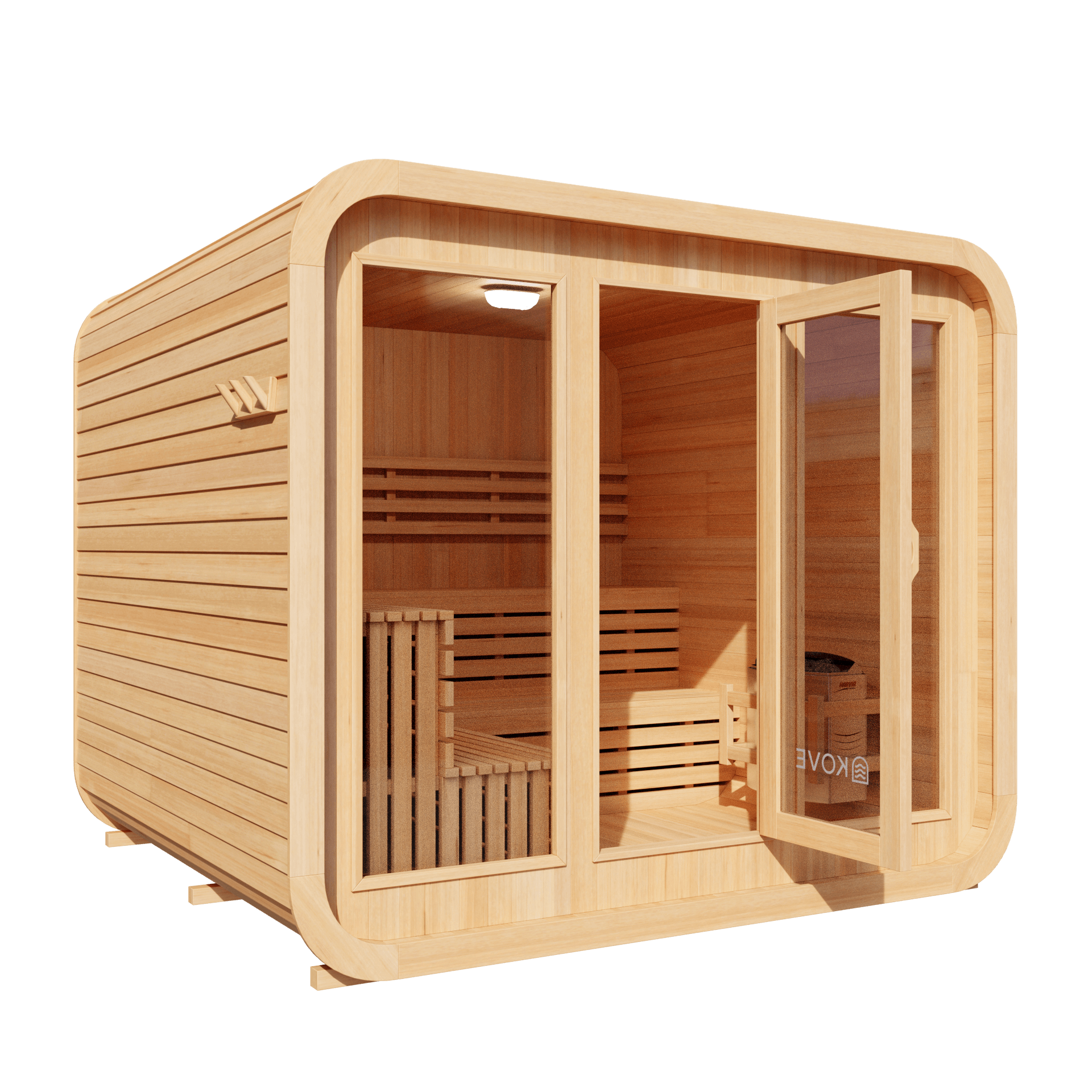 KOVE Cube Sauna 5–6 Person Outdoor Sauna – Premium Spruce Wood, 8kW Heater, Modern Cube Design