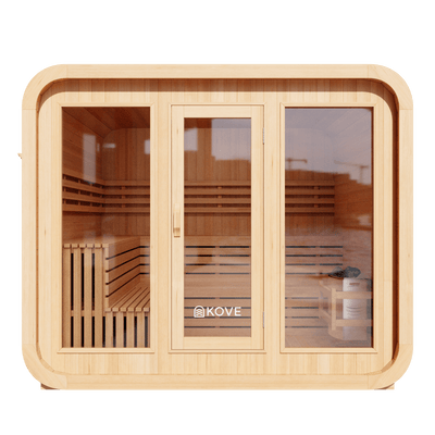 KOVE Cube Sauna 5–6 Person Outdoor Sauna – Premium Spruce Wood, 8kW Heater, Modern Cube Design