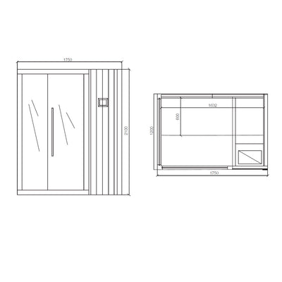 Jaquar Kubix -Traditional Steam Indoor Sauna - 2-3 Person
