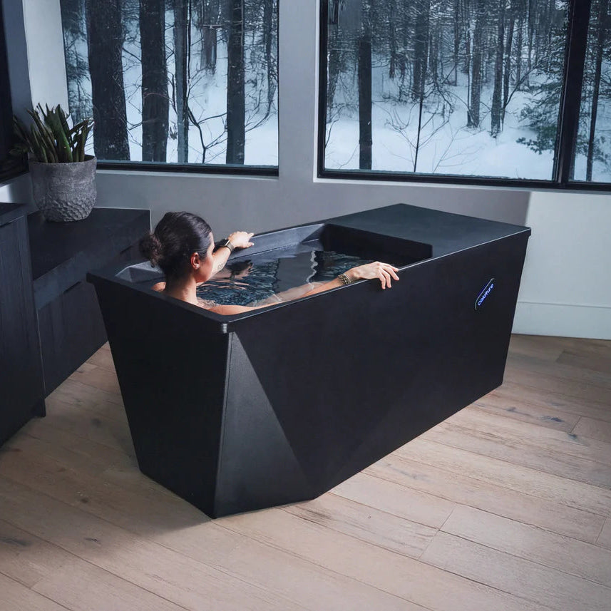 lady in cold plunge